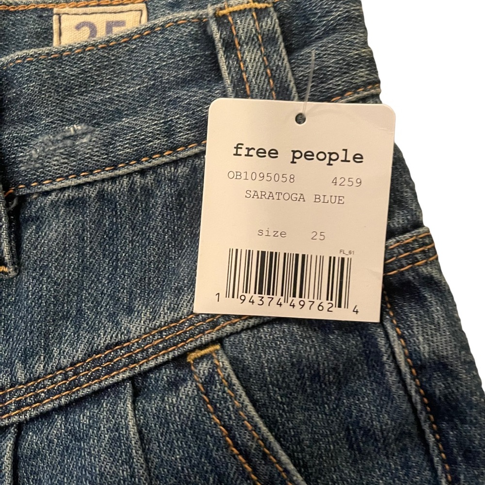 NWT* Free People Blue Sidecar Denim Mini Skirt Saratoga Blue Women's Size 25 - Picture 3 of 7